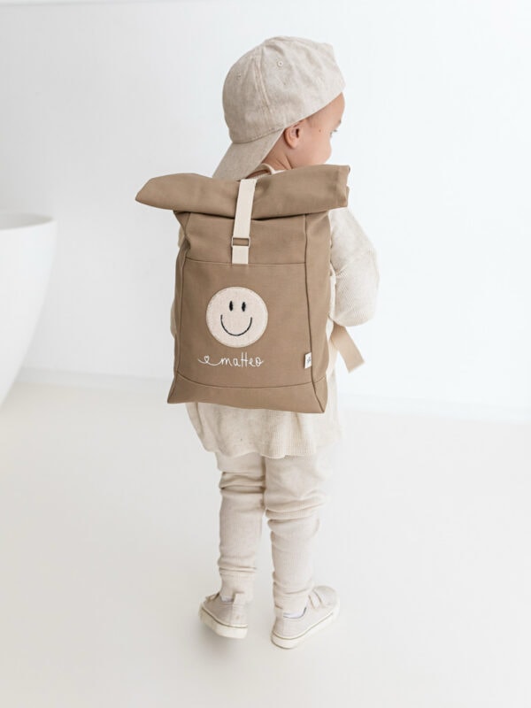 Kinderrucksack Rolltop personalisiert Smiley